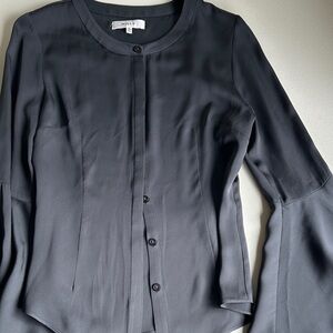 Milly Charcoal Button-Up Blouse